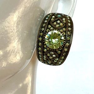 Heidi Daus 🆕”Daily Double” Swarovski Crystals green half hoop omega Earrings